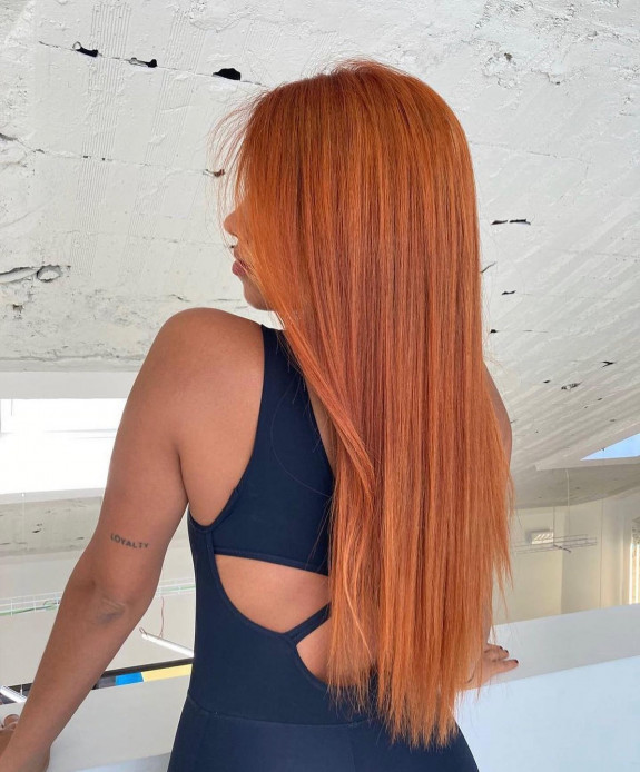 29 Orange Hair Color Ideas — Orange Long Layered Haircut