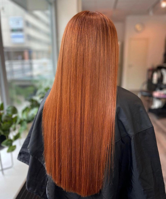 29 Orange Hair Color Ideas — Orange Ginger Long Straight Hair