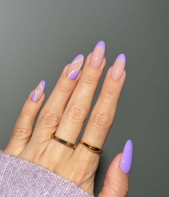 33 Purple Nail Designs — Lavender French Tip + Negative Nails