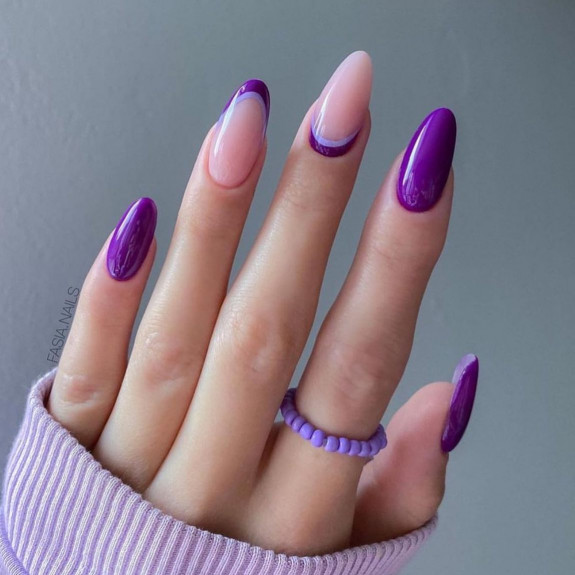 33 Purple Nail Designs — Purple Cuff & French Tip Nails