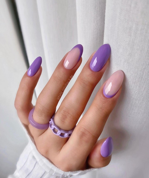 33 Purple Nail Designs — Lavender Cuff & French Tip Nails