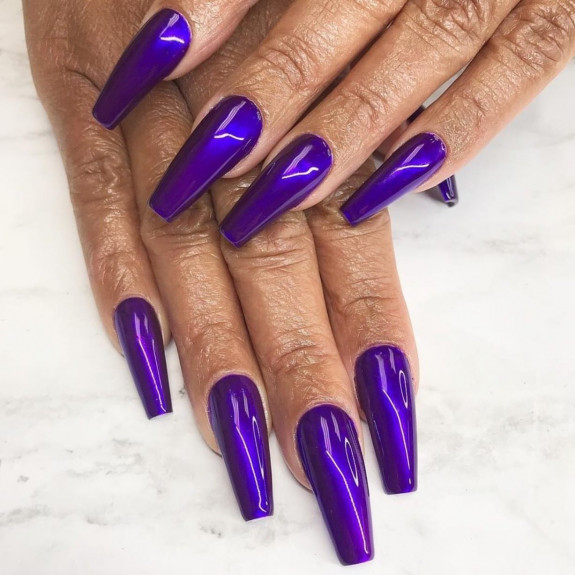 33 Purple Nail Designs — Purple Chrome Acrylic Nails