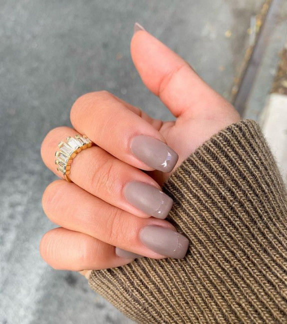 33 Best September Nails — Mauve Grey French Tip Nails