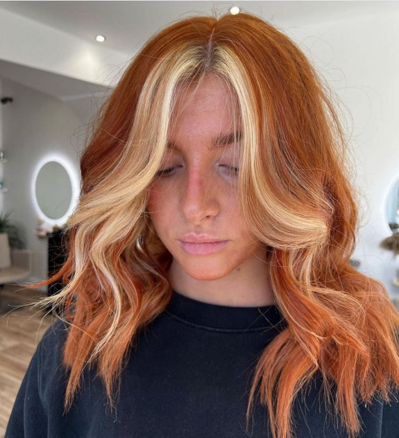 35 Best Copper Hair Color Ideas — Copper Hair Color with Blonde Face Lights