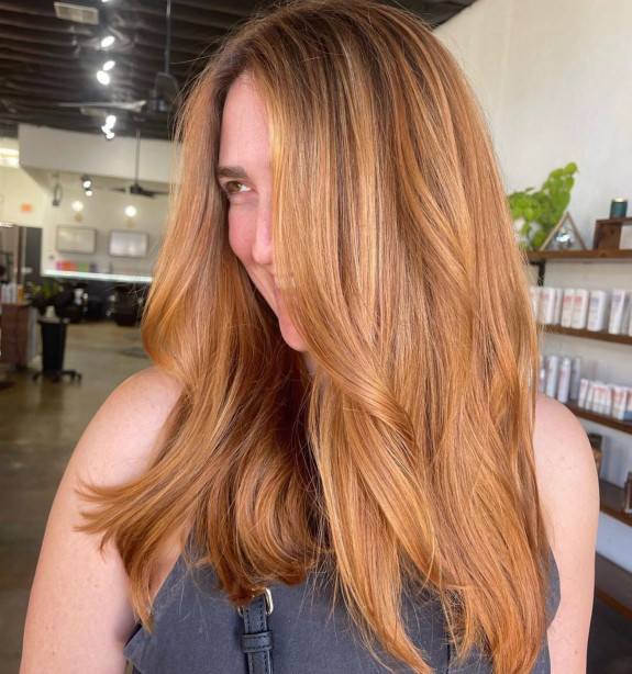 35 Best Copper Hair Color Ideas — Golden Copper Medium Length