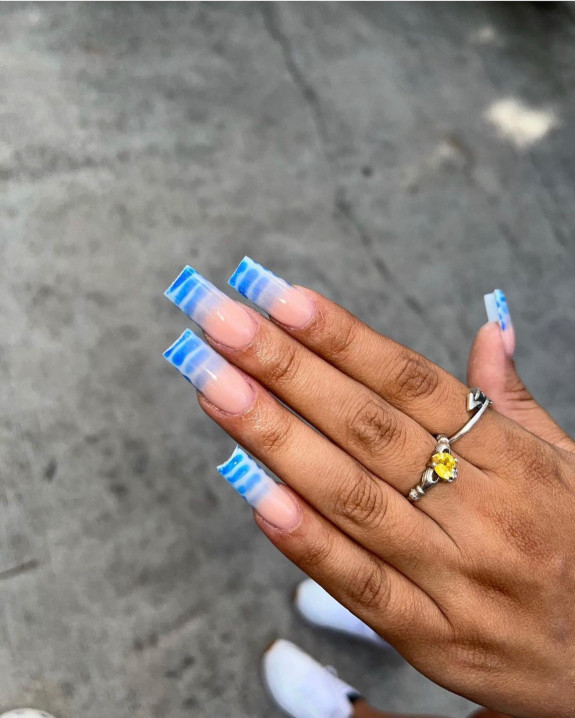 31 Best Crocodile Nail Designs — Blue Ombre French Tip Nails