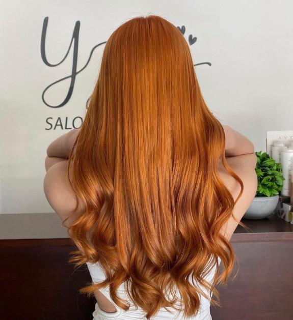 35 Best Copper Hair Color Ideas — Long Hair with Wave Ends