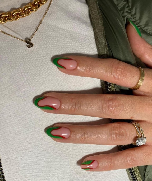 Fresh Autumn Nail Art Ideas To Try Now Abstract Green And Red Nails