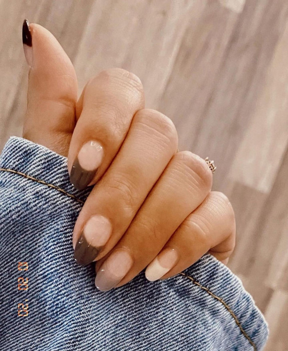 35 Fresh Autumn Nail Art Ideas To Try Now — Gradient Brown-Toned French Tip Nails