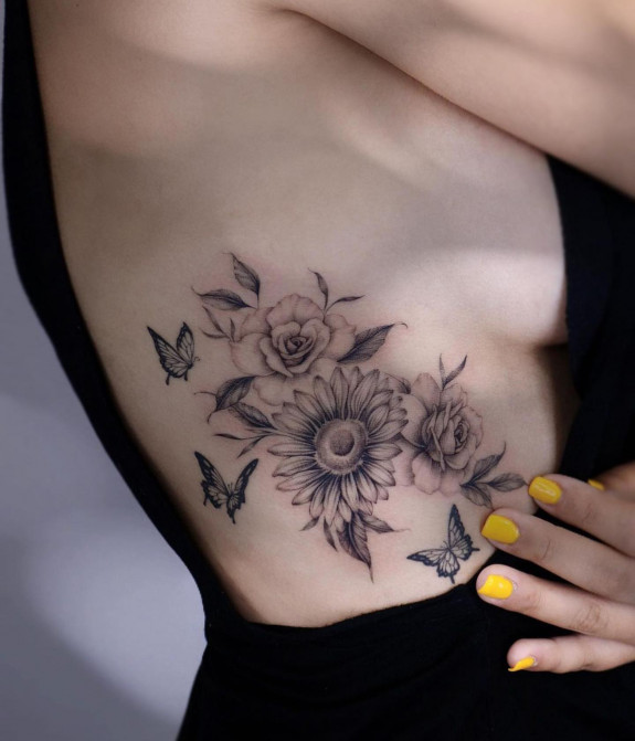 40 Beautiful Butterfly Tattoo Ideas — Flower + Butterfly Body Tattoo