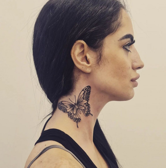 40 Beautiful Butterfly Tattoo Ideas — Butterfly Neck Tattoo