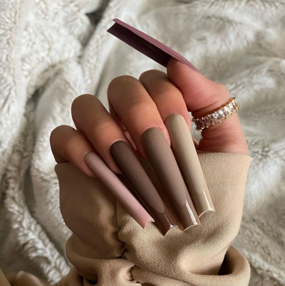 35 Fresh Autumn Nail Art Ideas To Try Now — Acrylic Neutral Long Nails