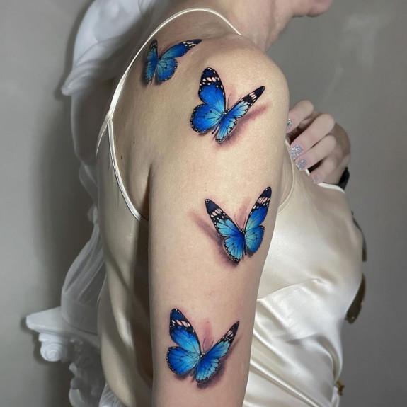 40 Beautiful Butterfly Tattoo Ideas — 3D Blue Butterfly Tattoo