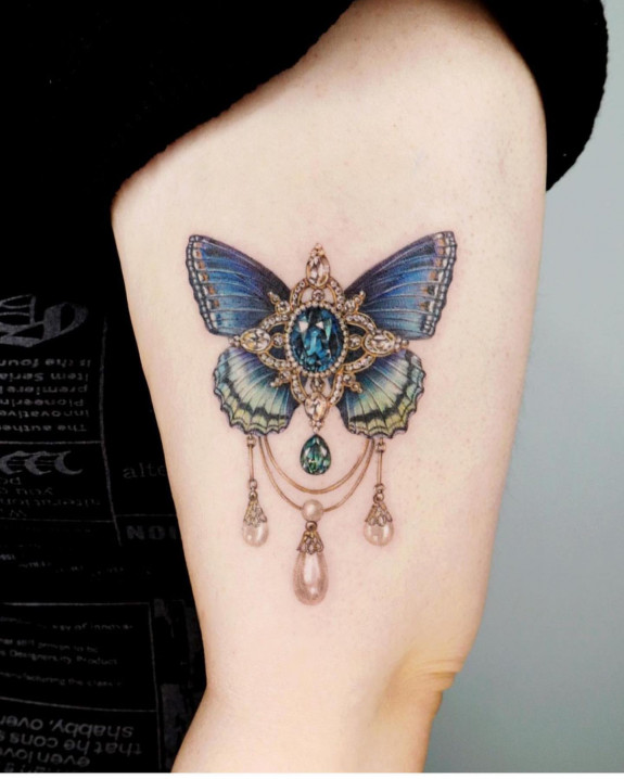 40 Beautiful Butterfly Tattoo Ideas — Jeweled Butterfly Tattoo