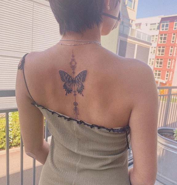 40 Beautiful Butterfly Tattoo Ideas — Butterfly + Chinese Knot Tattoo