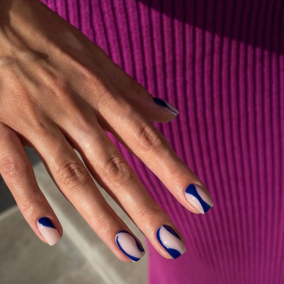 30 Pretty Fall Nail Designs in 2022 — Abstract Blue Nails