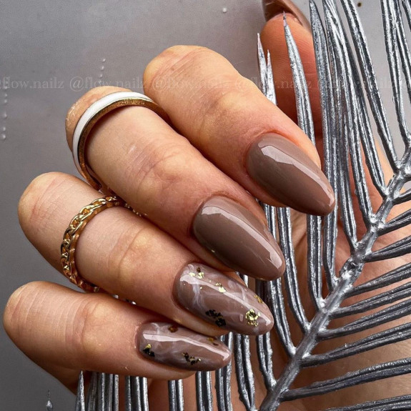 30 Pretty Fall Nail Designs in 2022 — Mocha Brown Marble Nails