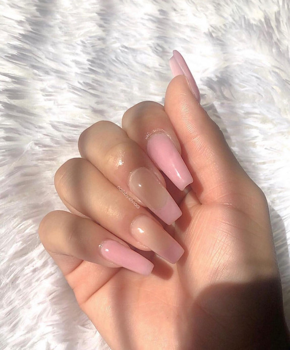 32 Pink Colored Coffin Nails — Subtle Pink Nails