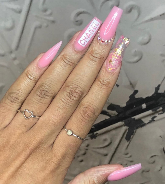 32 Pink Colored Coffin Nails — Chanel Light Pink Nails