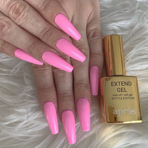 32 Pink Colored Coffin Nails — Plain Pink Coffin Gel Nails