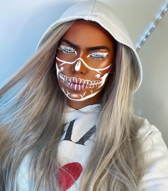 30 Halloween Makeup Looks for 2022 — White Skull Makeup Look