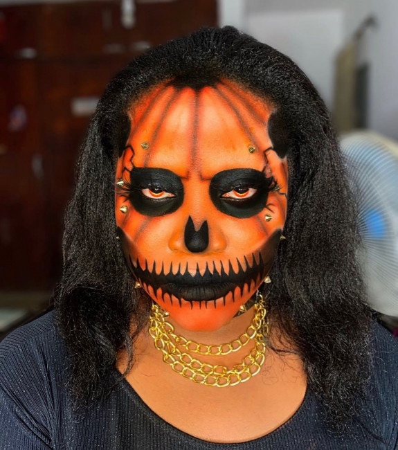 30 Halloween Makeup Looks for 2022 — Pumpkin Skull Makeup