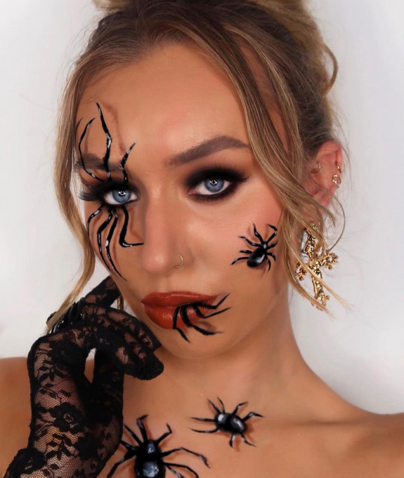 35 Creepy Spider Makeup Ideas for Halloween 2022 — Arachnophobia Spiders