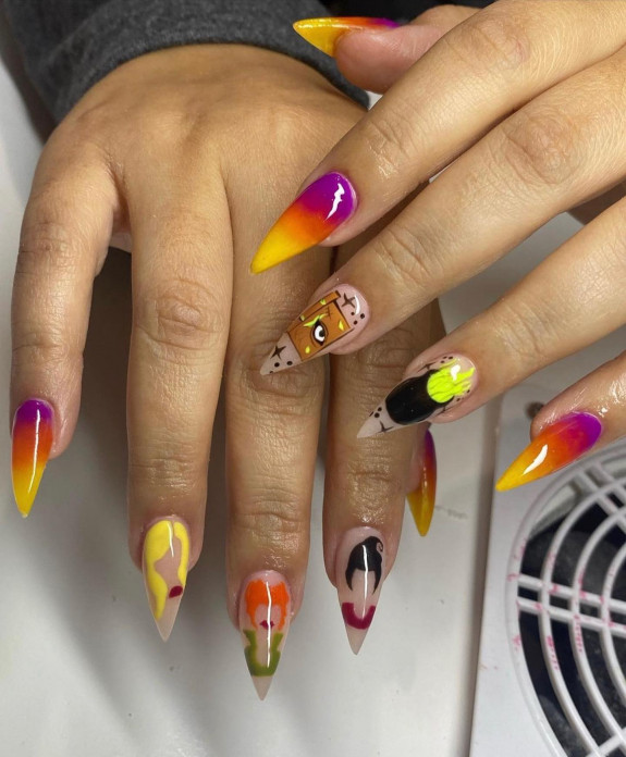 30+ Hocus Pocus Nail Ideas — Candy Corn Ombre Hocus Pocus Nails