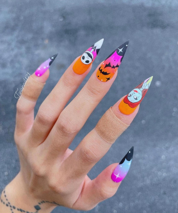 halloween nails, halloween acrylic nails, halloween acrylic nails long, long acrylic nails, halloween nail ideas, halloween nail designs, halloween nails 2022, spooky nails, pumpkin nails, spider nails, stiletto nails, halloween stilletto nails, halloween nails coffin