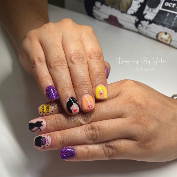 30+ Hocus Pocus Nail Ideas — Sanderson Sister Short Nails