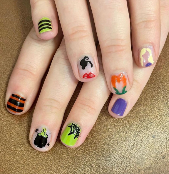 30+ Hocus Pocus Nail Ideas — Halloween Short Nails