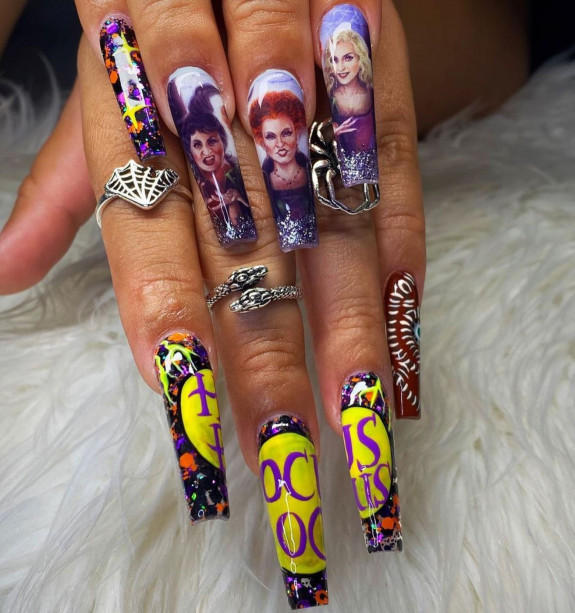 30+ Hocus Pocus Nail Ideas — Hocus Pocus Stamp Nails