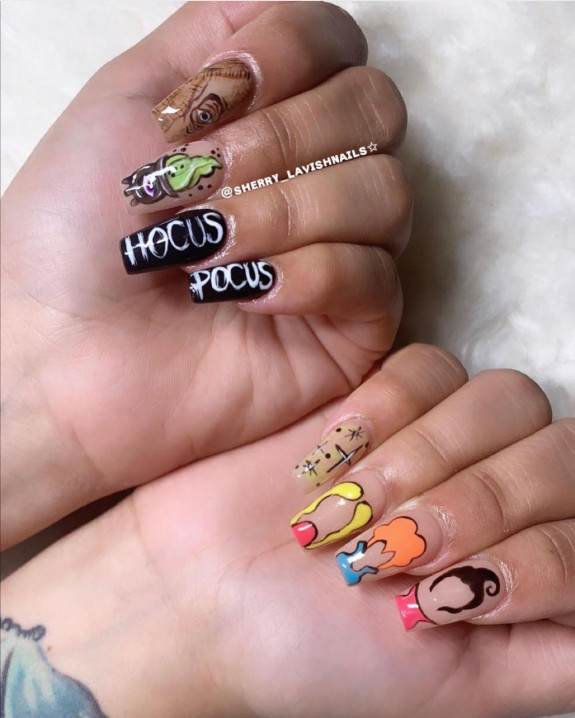 30+ Hocus Pocus Nail Ideas — Acrylic Coffin Nails