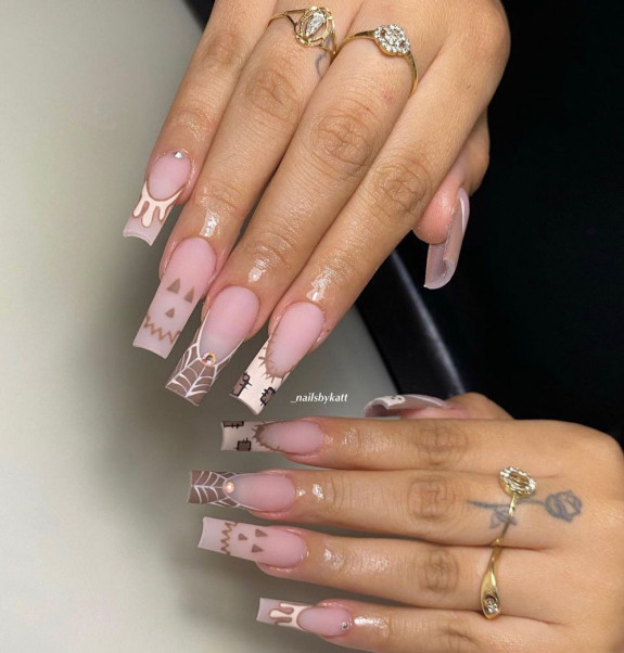 80+ Gorgeous Halloween Acrylic Nails — Scary Spooky Nude Nails