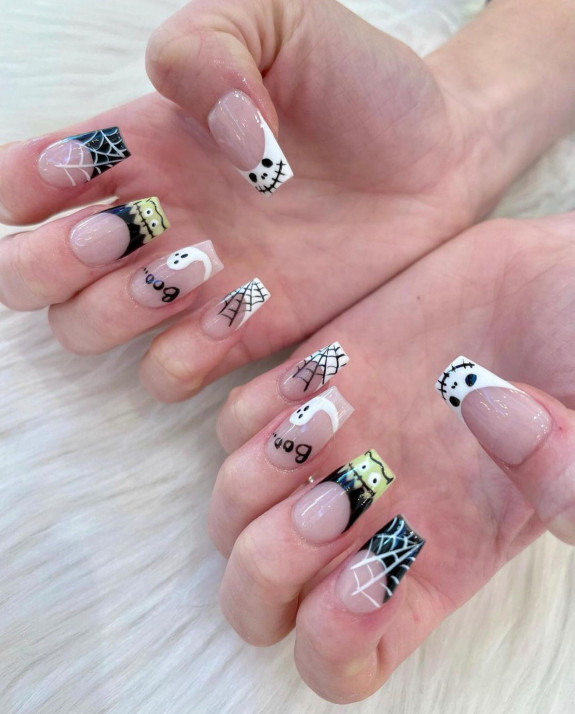 80+ Gorgeous Halloween Acrylic Nails — Spider Web, Ghost Acrylic Nails