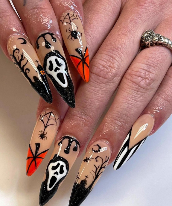 80+ Gorgeous Halloween Acrylic Nails — Scary Stiletto Nails