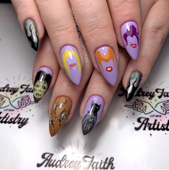 30+ Hocus Pocus Nail Ideas — Soft Purple Hocus Pocus Nails