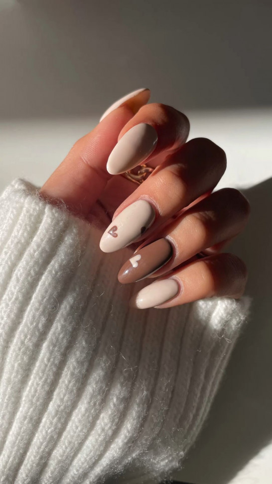 30+ Gorgeous Fall Inspired Nail Ideas — Neutral and Brown Nails with Heart