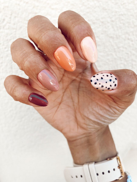 30+ Gorgeous Fall Inspired Nail Ideas — Dalmatian + Fall Colored Nails