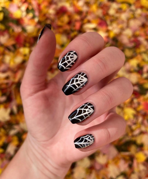 50 Spooky Spider Web Nails — White Spider Web Nails