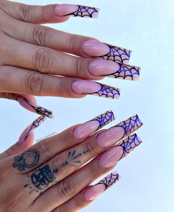 50 Spooky Spider Web Nails — Spiderweb French Tip Nails