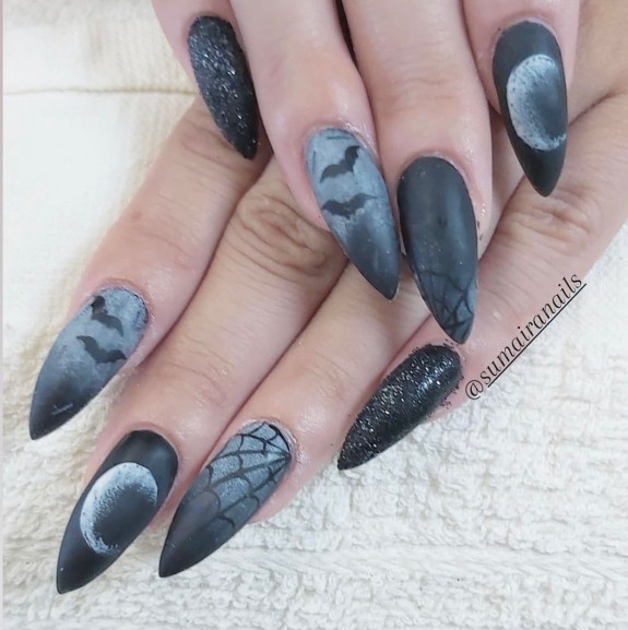 53 Black Halloween Nails — Spooky Night Nails