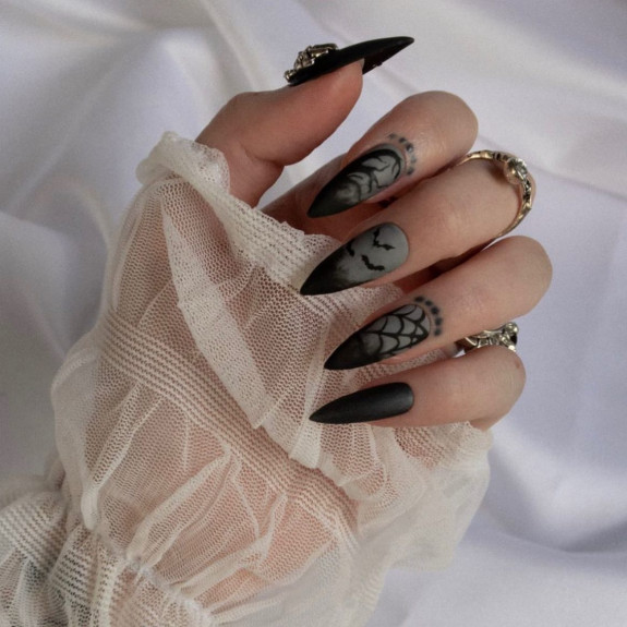 53 Black Halloween Nails — Spooky Halloween Vibes