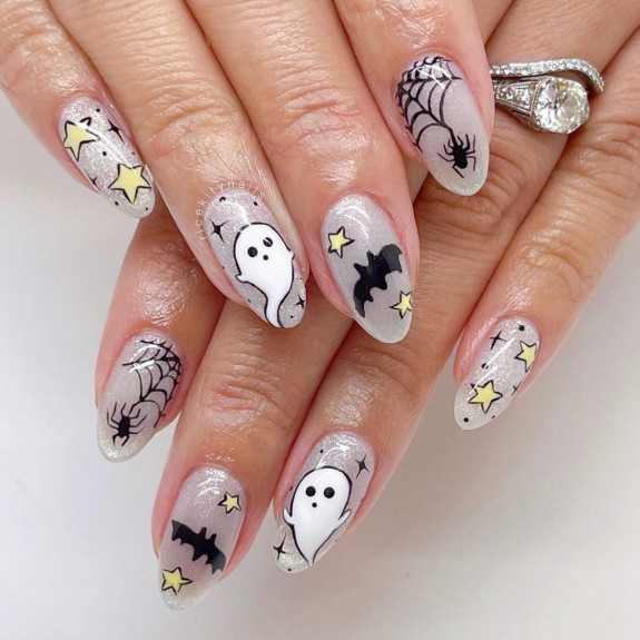 76 Spooky Halloween Nails for Every Taste — Sparkle Base Halloween Nails