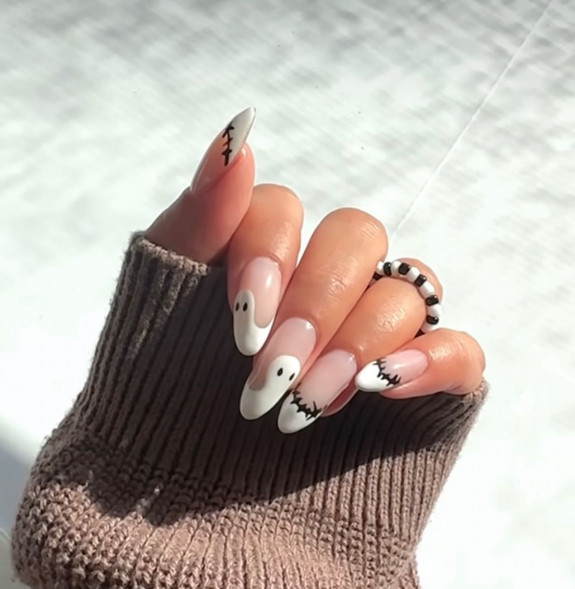 76 Spooky Halloween Nails for Every Taste — Ghost Tip Nails