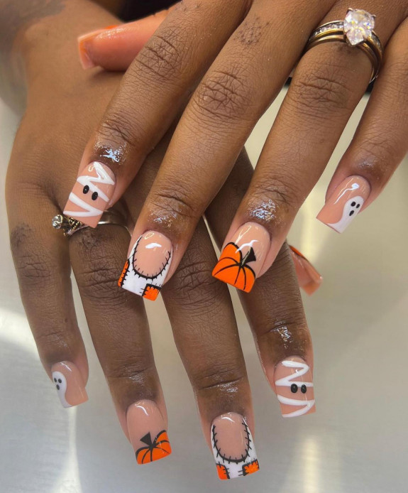 76 Spooky Halloween Nails for Every Taste — Cute Spooky Square Nails