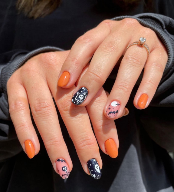 76 Spooky Halloween Nails for Every Taste — Black and Orange Nails