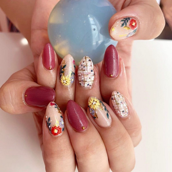 49 Pretty Fall Floral Nails — Autumn Flower Garden Nails