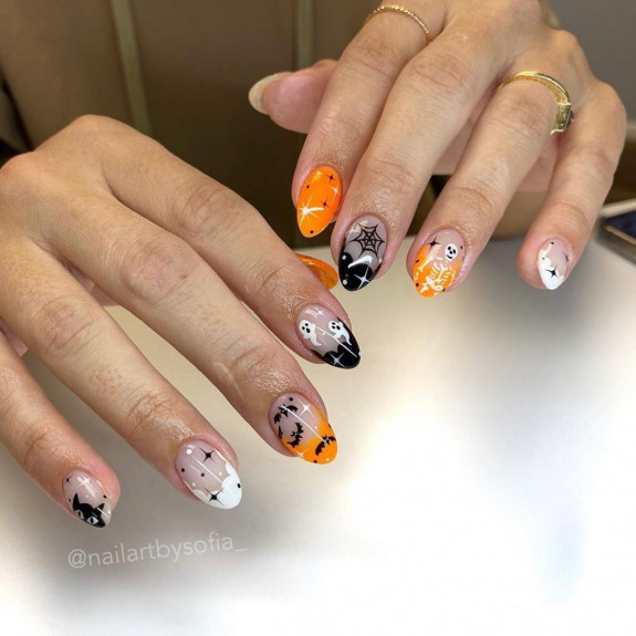 50+ Best Halloween Nails for Every Taste — Black, Orange & White Scallop Tip Nails