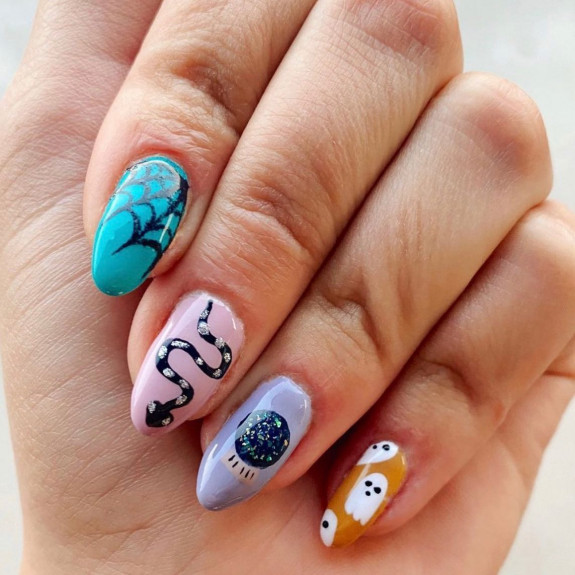 76 Spooky Halloween Nails for Every Taste — Cobweb + Spider + Ghost Nails